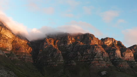 Aerial-revealing-the-Twelve-Apostles-of-Table-Mountain-National-Park-in-Cape-Town,-South-Africa