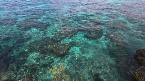 Panning-shot-of-Jinek's-Bay,-natural-marine-reserve-in-Lifou,-New-Caledonia