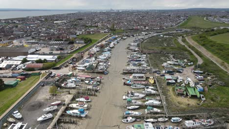Canvey-Island-Essex-Oyster-Creek--tide-out-Aerial