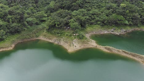 People-Enjoying-Nature-In-Danao-Lake-Albay-Philippines--aerial-shot