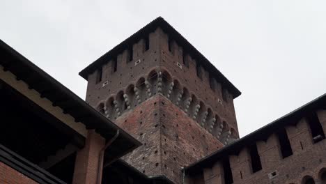 Partial-and-static-view-of-tower-of-Castello-Sforzesco