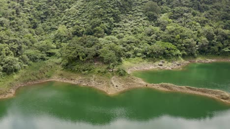 Lush-Forest-And-Clean-Fresh-Water-In-Danao-Lake-Albay---aerial-shot