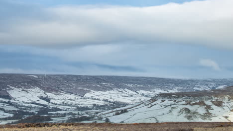 Snow-on-the-North-York-Moors,-Timelapse,-Oakley-Walls-to-Fryupdale-Glaisdale