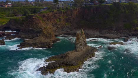 Aerial-View-of-Cathedral-Rocks-near-Kiama-in-New-South-Wales,-Australia-in-daytime