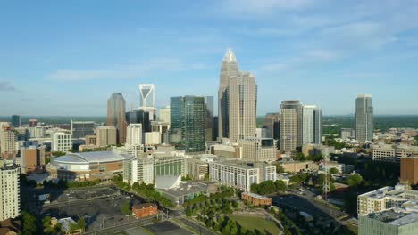 Aerial-Establishing-Shot-of-Downtown-Charlotte-Skyline