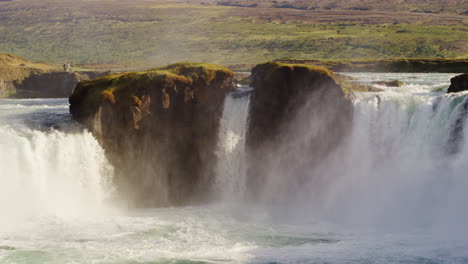 Slow-panoramic-dolly-in-clip-of-Icelands-famous-Godafoss-Waterfalls
