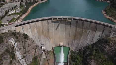 Aerial-views-of-a-Reservoir-draining-water-in-the-spanish-Pyrenees
