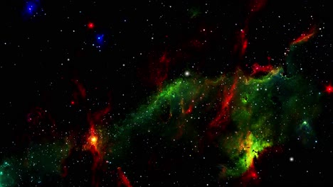 Nubes-Nebulosas-Rojas-Y-Verdes-Moviéndose-En-El-Universo