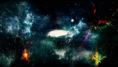 Galaxien-Und-Nebelwolken,-Die-Sich-Im-Großen-Universum-Mitbewegen