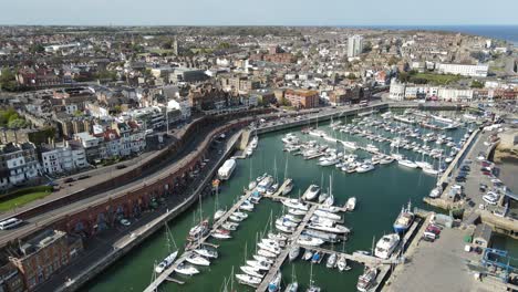 Ramsgate-harbour-kent-UK-aerial-drone-view-point-4K