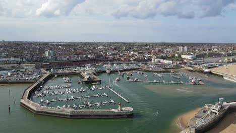 Ramsgate-Harbour--kent-UK-aerial-pan--4k-footage