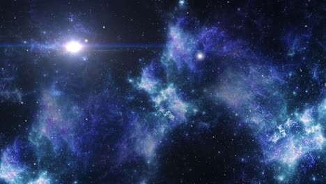 Nubes-De-Nebulosas-En-Movimiento-Y-Una-Estrella-Brillante-Que-Atraviesa-El-Universo