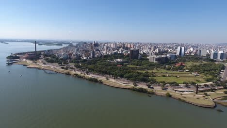 4k-Centro-De-Porto-Alegre-Escena-Aérea-Desde-El-Río-Guaiba
