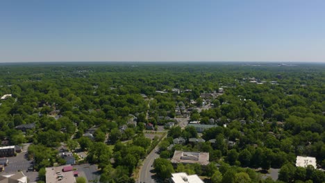 Luftaufnahme-Von-Vorstadthäusern-In-Charlotte,-North-Carolina,-Versteckt-Von-Thic-Grünen-Bäumen