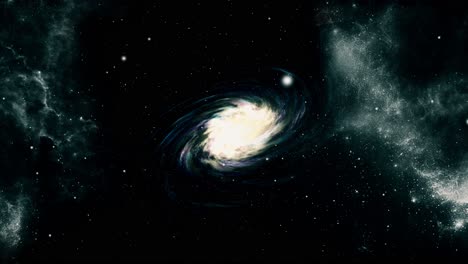Eine-Rotierende-Galaxie-Mit-Einer-Nebelwolke-Im-Vordergrund