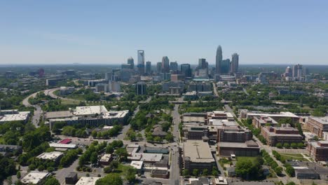 Orbiting-Aerial-Hyperlapse-with-Downtown-Charlotte-in-the-Distance-on-Beautiful-Summer-Day