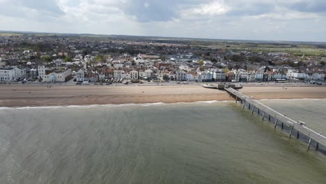 Deal-Kent-UK-Aerial-of-Town-and-seafront-pan-4K