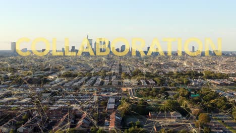 COLLABORATION-words-appear-in-large-metropolitan-city-covered-in-network-overlay