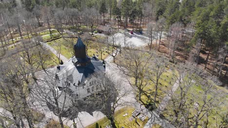 Aerial-view-of-medieval-Erska-church-in-its-woody-landscape