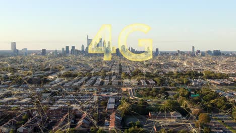 4G-letters-appear-over-network-connected-technology-hologram-in-USA,-American-city