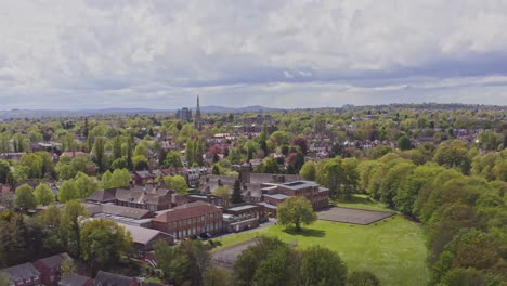 Aerial-shot-of-typical-English-countryside-suburban-town-housing-estate