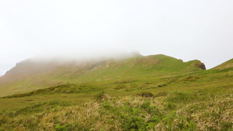 Foggy-Clouds-over-Mountains-in-Hornstrandir-Peninsula,-Iceland