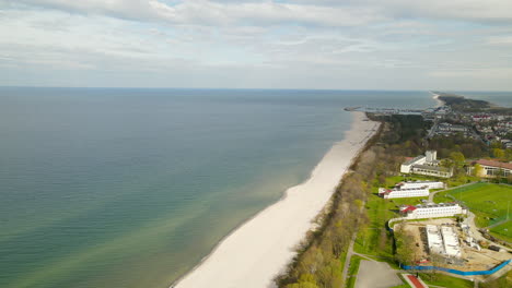 Władysławowo-and-Hel-Peninsula-aerial-view-along-coastal-white-sand-Baltic-Sea-beach