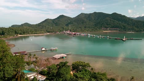high-up-aerial-view-of-Bang-Bao-fishing-village-on-Koh-Chang-island
