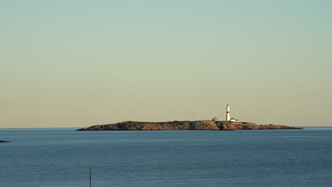 Store-Torungen-lighthouse-and-islands,-summer-evening-in-Agder,-Norway---static-view
