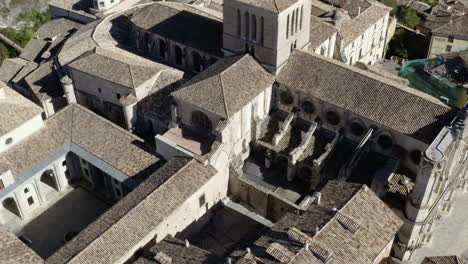 Cuenca,-Spain-Ancient-Ruins-and-Buildings---Establishing-Aerial-View