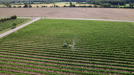 Tractor-Spraying-Vineyard-Farm-With-Fungicide