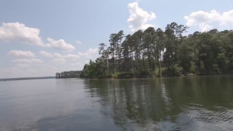 white-clouds-blue-sky-boat-ride-on-lake-low-angle-shot-DeGray-Lake-Arkansas-USA