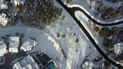 flying-over-snowy-town-resort