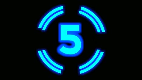 4K-Neon-light-countdown-animation-number-ten-to-one-on-black-background