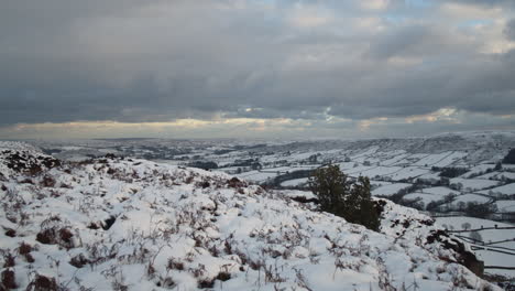 North-York-Moors-Schneeszene-Panoramavideo,-Castleton,-Westerdale,-Rosedale,-Clip-3