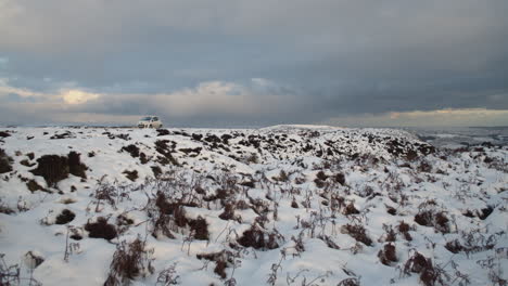 North-York-Moors-Snow-Scene-Video,-with-car-travelling-along-moors-road,-Castleton,-Westerdale,-Rosedale,-Clip-5