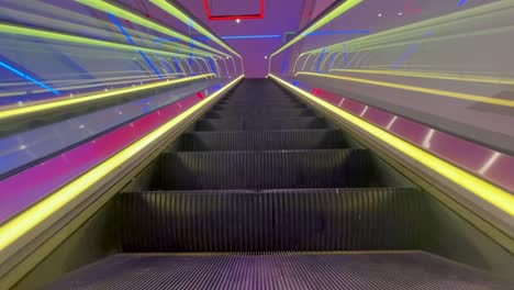 Colorful-lights-on-ascending-escalator