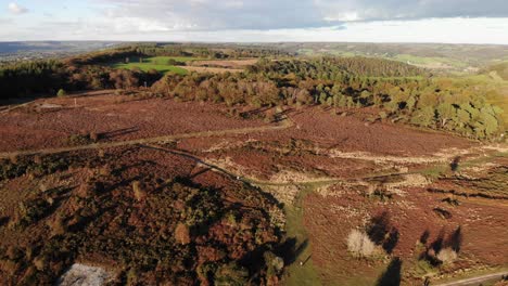 Aerial-View-Of-Heathland-And-Countryside-In-Fire-Beacon-Hill-In-Devon