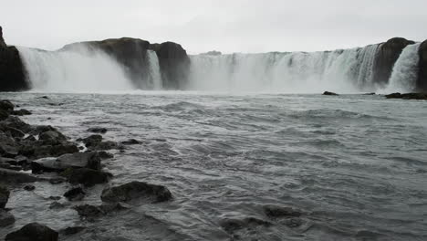 Low-angle-view-of-the-epic-Icelandic-waterfall-Godafoss