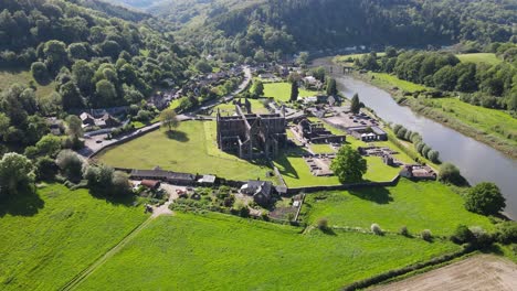 Tintern-Abbey-Monmouthshire-on-river-Wye-Wales-UK-Aerial-footage