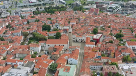 Aerial-dolly-shot-pulling-away-from-the-city-of-Koper,-Slovenia-that's-focused-on-the-Assumption-Cathedral