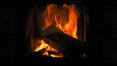 Macro-Of-Blazing-Fire-On-The-Burning-Woods-Inside-The-Fireplace