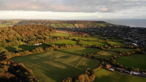 Aerial-shot-flying-over-an-idyllic-nature-reserve-in-Devon-on-the-English-coast