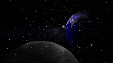Sistema-Solar,-Planeta-Tierra-Con-El-Primer-Plano-De-La-Luna-En-El-Espacio