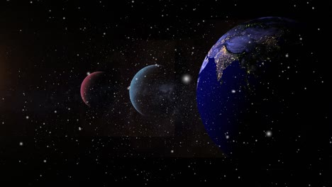 Rotación-Del-Planeta-Tierra-Con-Otros-Planetas,-Sistema-Solar