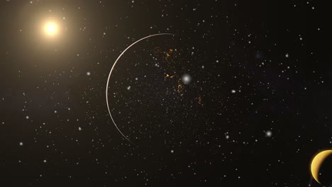 two-planets-close-together-silhouetted-by-sunlight,-the-universe