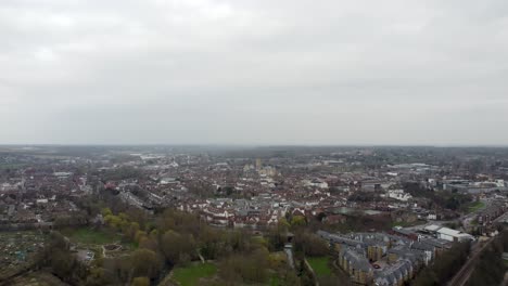 Drone-Aerial-view-of-Canterbury-on-a-cloudy-day