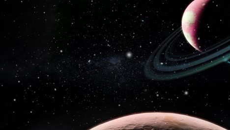 Dos-Planetas-Con-Atmósferas-Anulares-Están-En-El-Espacio-Exterior,-El-Universo