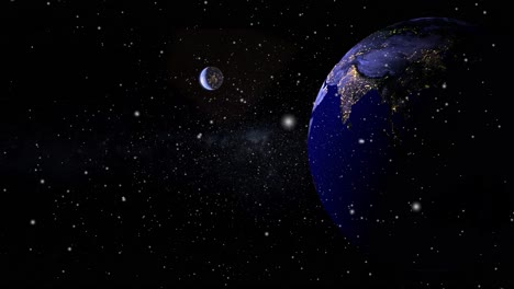 Der-Planet-Erde-Und-Der-Mond-Drehen-Sich-Gegenseitig,-Das-Universum