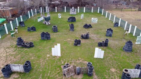Drone-shot-of-paintball-soldiers-starting-a-game-round